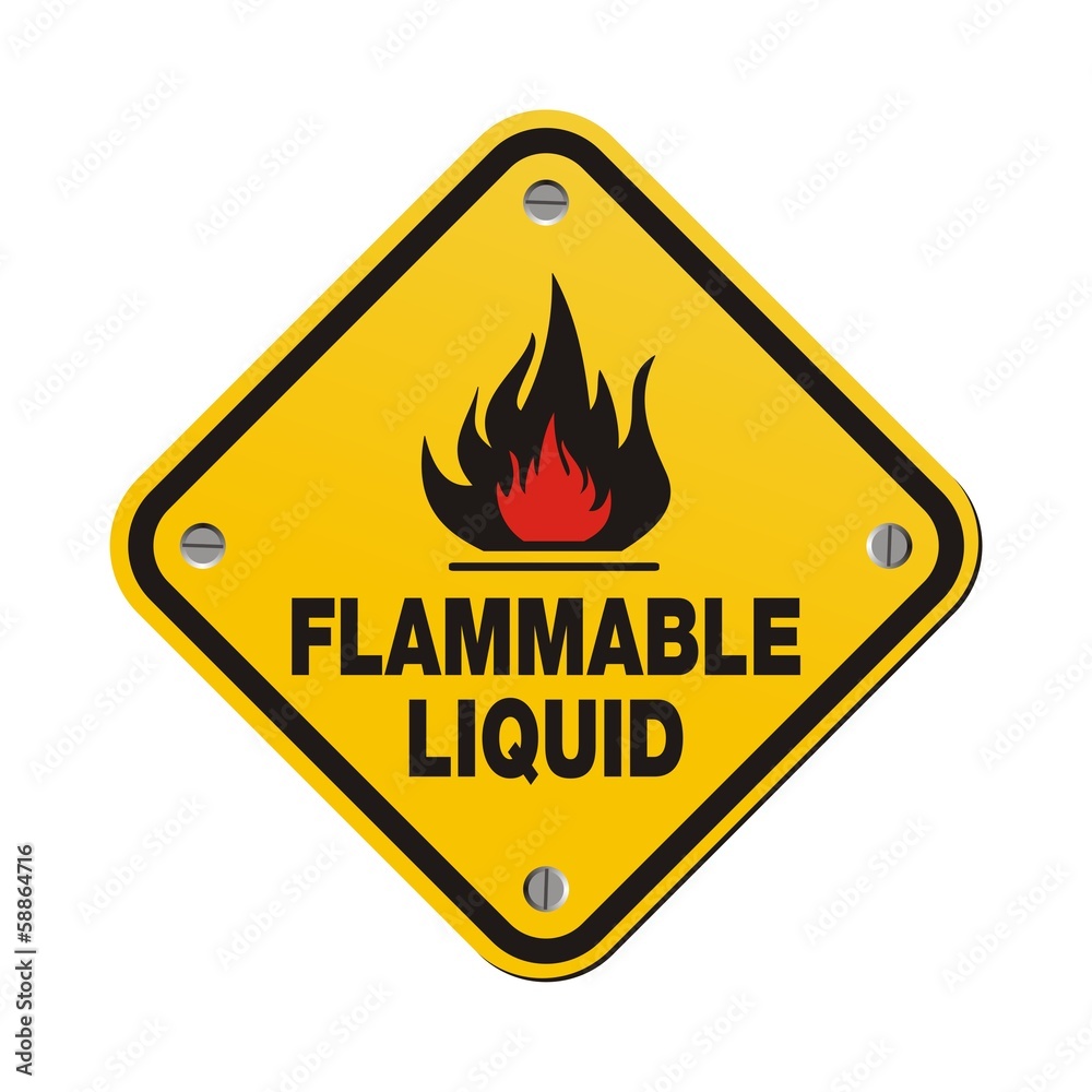 yellow sign - flammable liquid yellow sign - flammable liquid