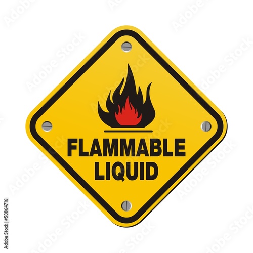 yellow sign - flammable liquid