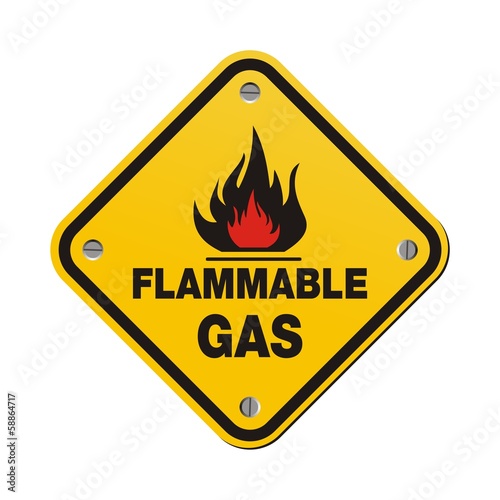 yellow sign - flammable gas