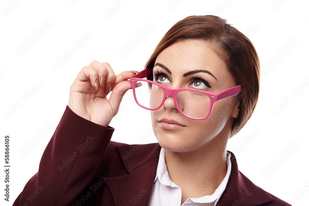 Serious teacher with glasses Stock Photo | Adobe Stock