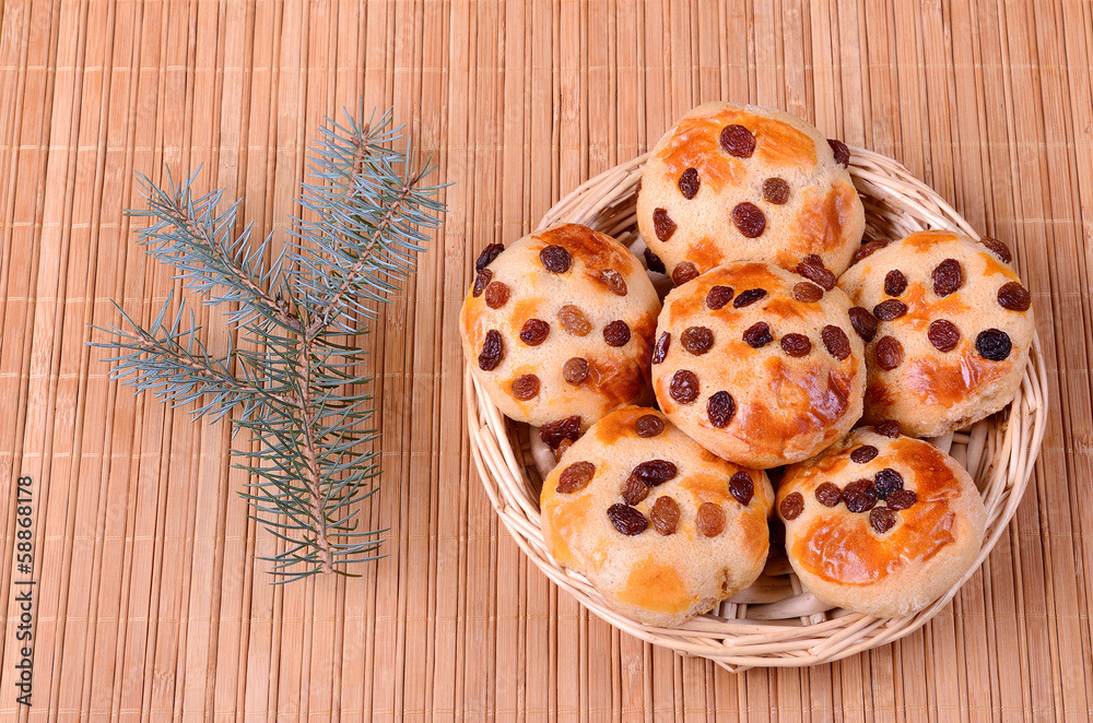 Tasty cookies with raisins