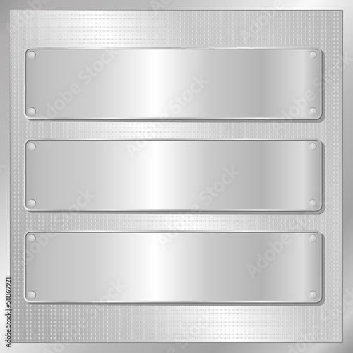 silver background with three banners