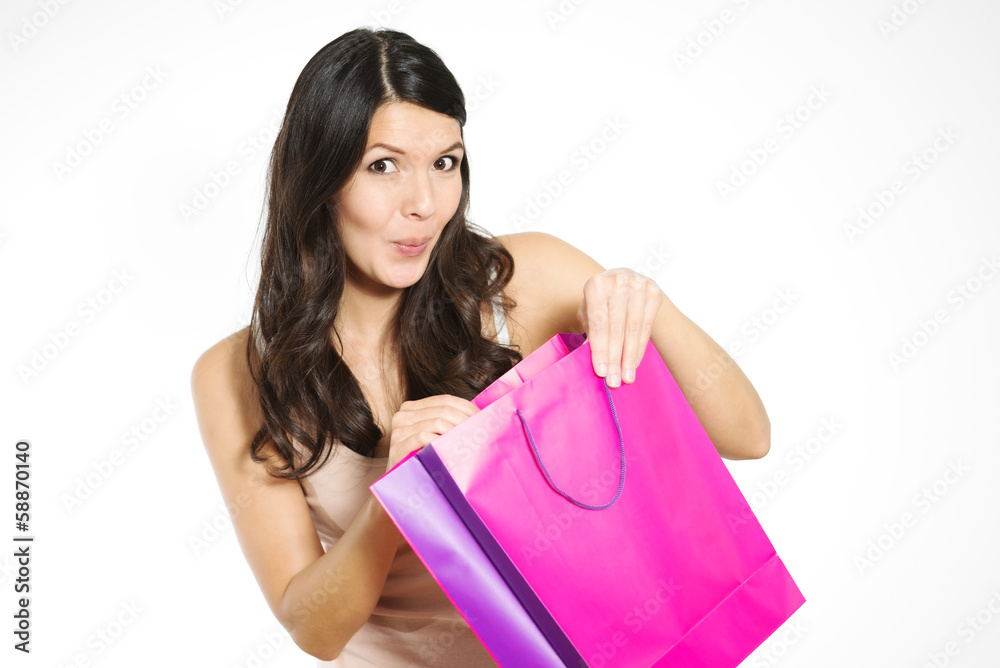 Satisfied female customer with her purchase