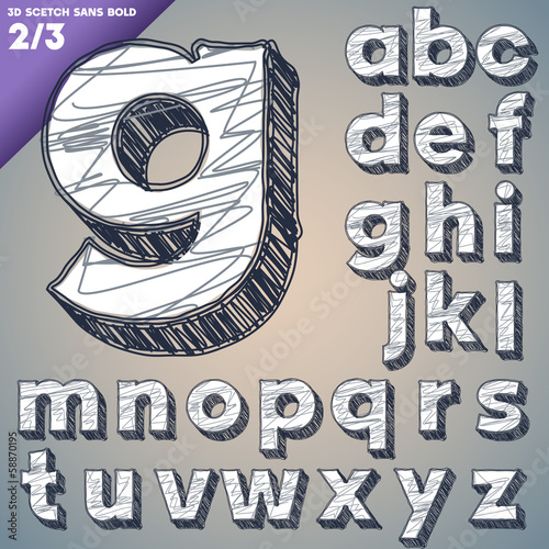 Sketch alphabet. Hand drawing font. Sansbold style