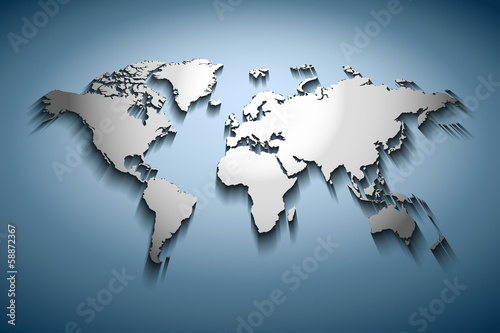 World map embossed