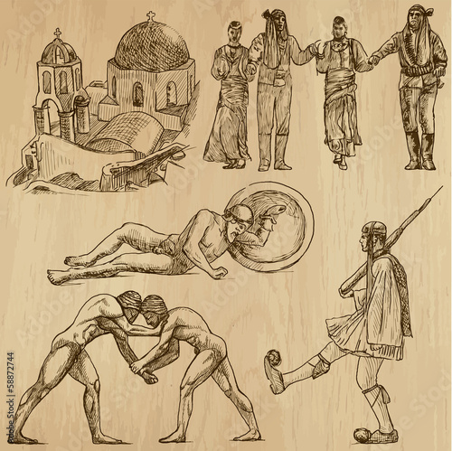 Traveling series: GREECE (set no.5) - drawings into vector set