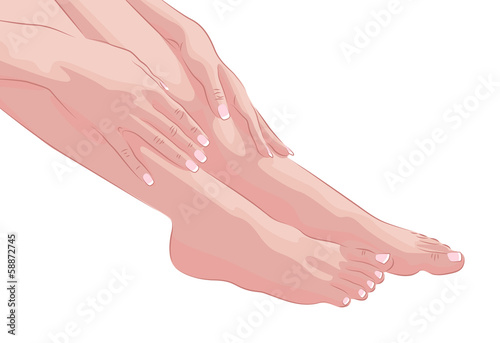 Female feet and hands isolated