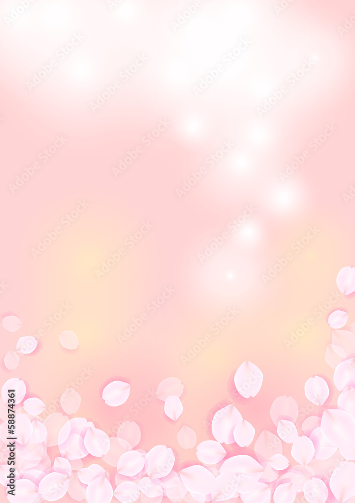 桜色背景と花びら