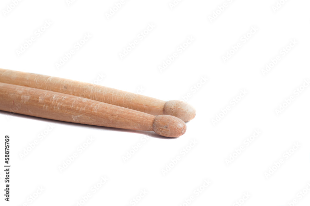 Chipped drumstick on white background Chipped drumstick on white background