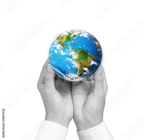 earth social in human hand  Elements of this image furnished by