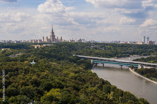 Top view of the streets and squares of Moscow