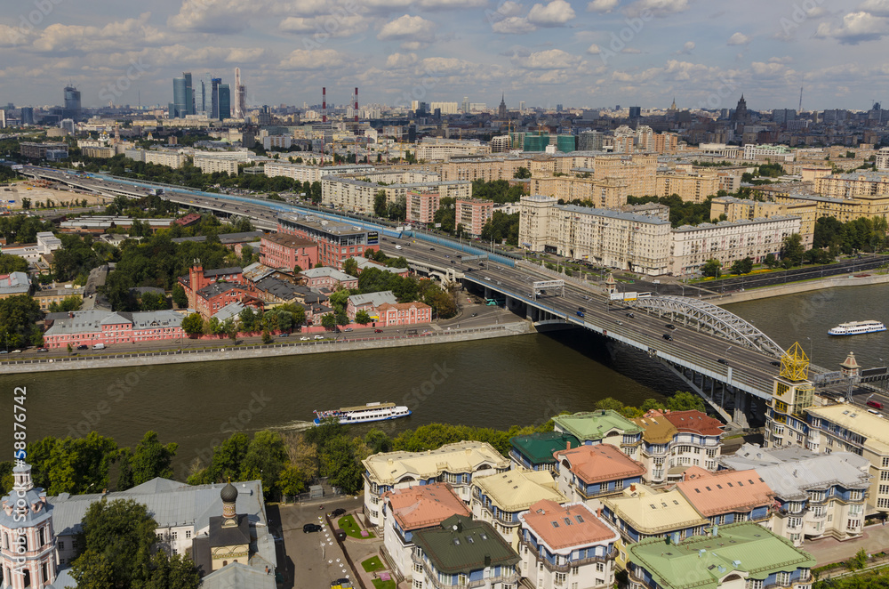 Obraz premium Top view of the streets and squares of Moscow