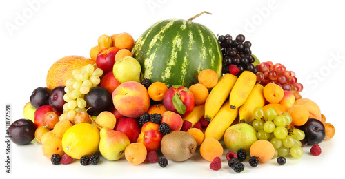 Still life of fruit isolated on white