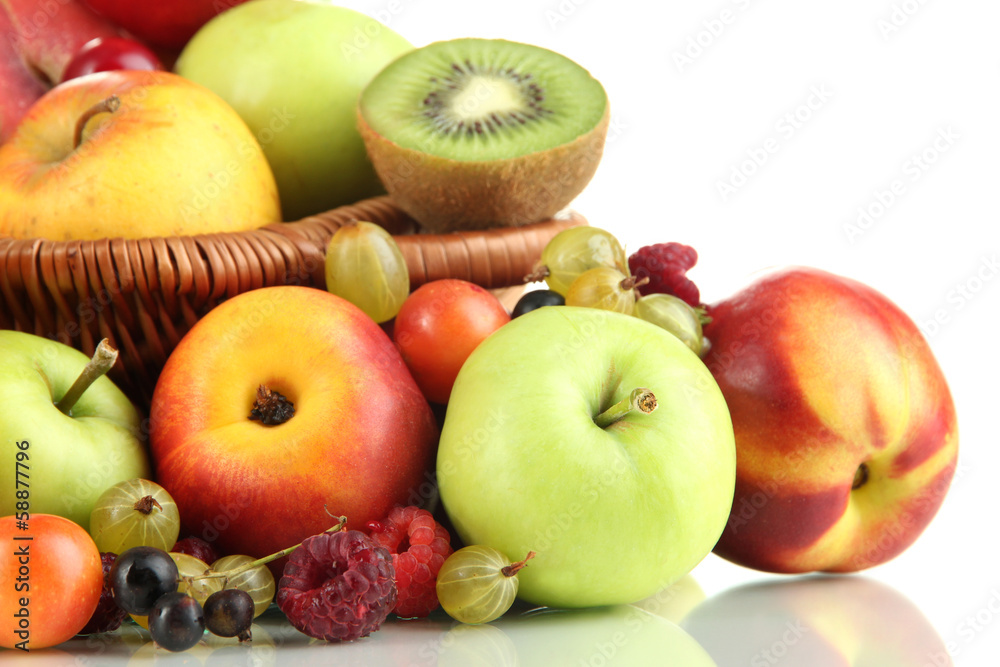 Assortment of juicy fruits, isolated on white Assortment of juicy fruits, isolated on white
