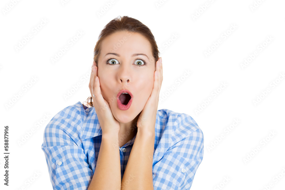 Shocked, surprised woman in full disbelief Shocked, surprised woman in full disbelief