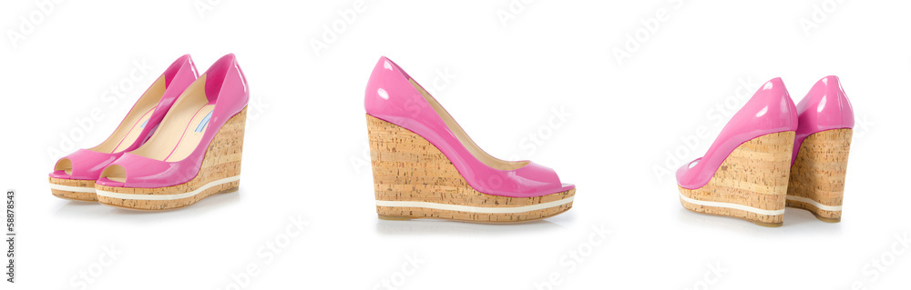 Fototapeta premium Composite photo of woman shoes isolated on white