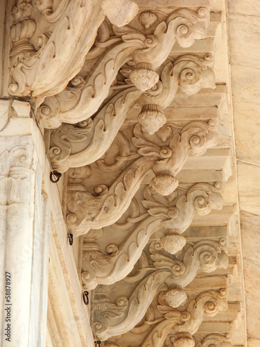 Carved marble colonnade at amber fort
