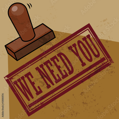 Stamp Wee Need You, vector illustration