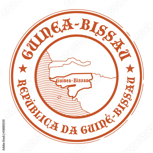 Grunge stamp with the name and map of Guinea Bissau