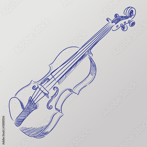 Abstract vector illustration of a sketched violin