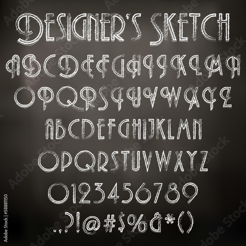 Vector illustration of chalk sketched characters