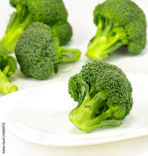 Image of fresh broccoli on a white background