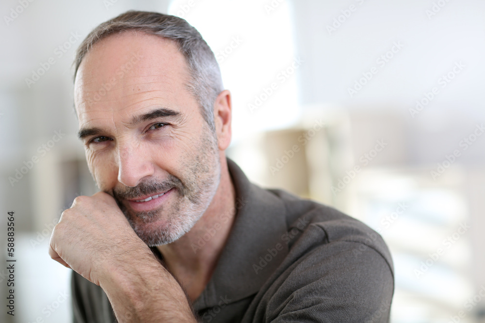 Closeup of handsome senior man with grey hair Closeup of handsome senior man with grey hair