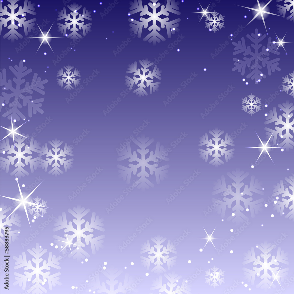 White snowflakes on a violet background.christma s background.ba - obrazy, fototapety, plakaty 