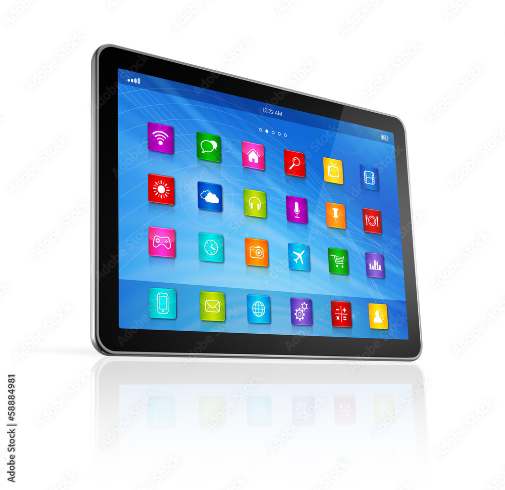 Digital Tablet Computer - apps icons interface Digital Tablet Computer - apps icons interface