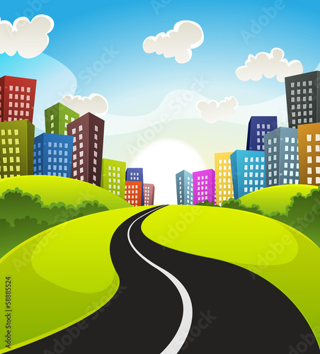 Downtown Cartoon Landscape