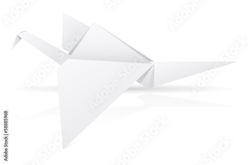origami paper stork vector illustration