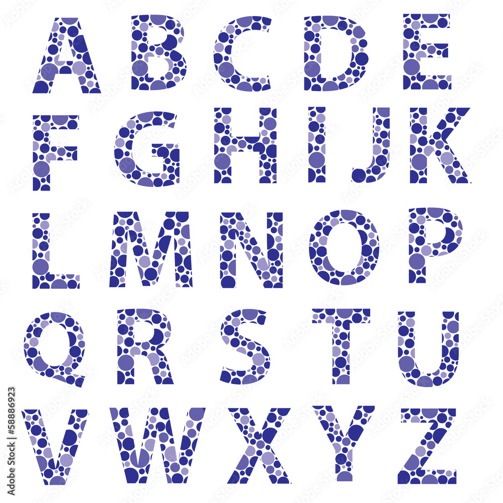 blue dotted alphabet letters eps10