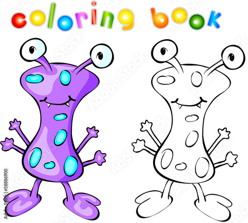 Purple monster coloring book