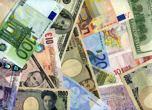 Hard currency banknotes background