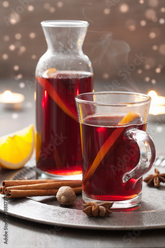 mulled wine with orange and spices