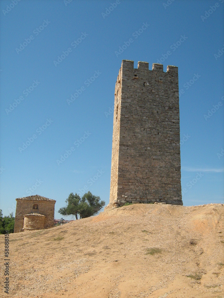 Ancient Greek Tower and Church