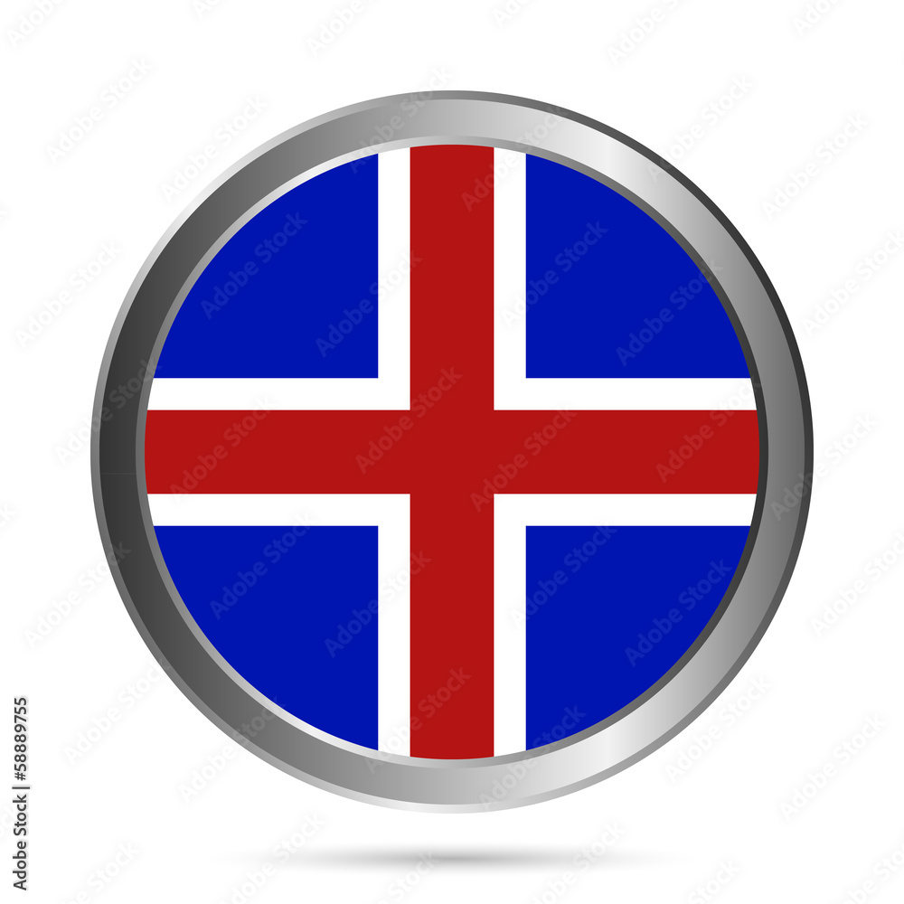 Fototapeta premium Iceland flag button.