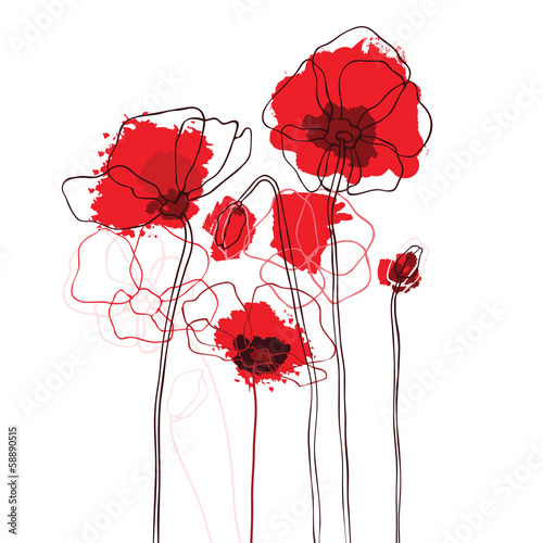 Fototapeta Naklejka Na Ścianę i Meble -  Red poppies on a white background