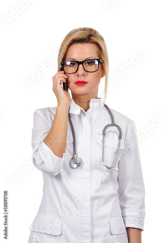 doctor with phone