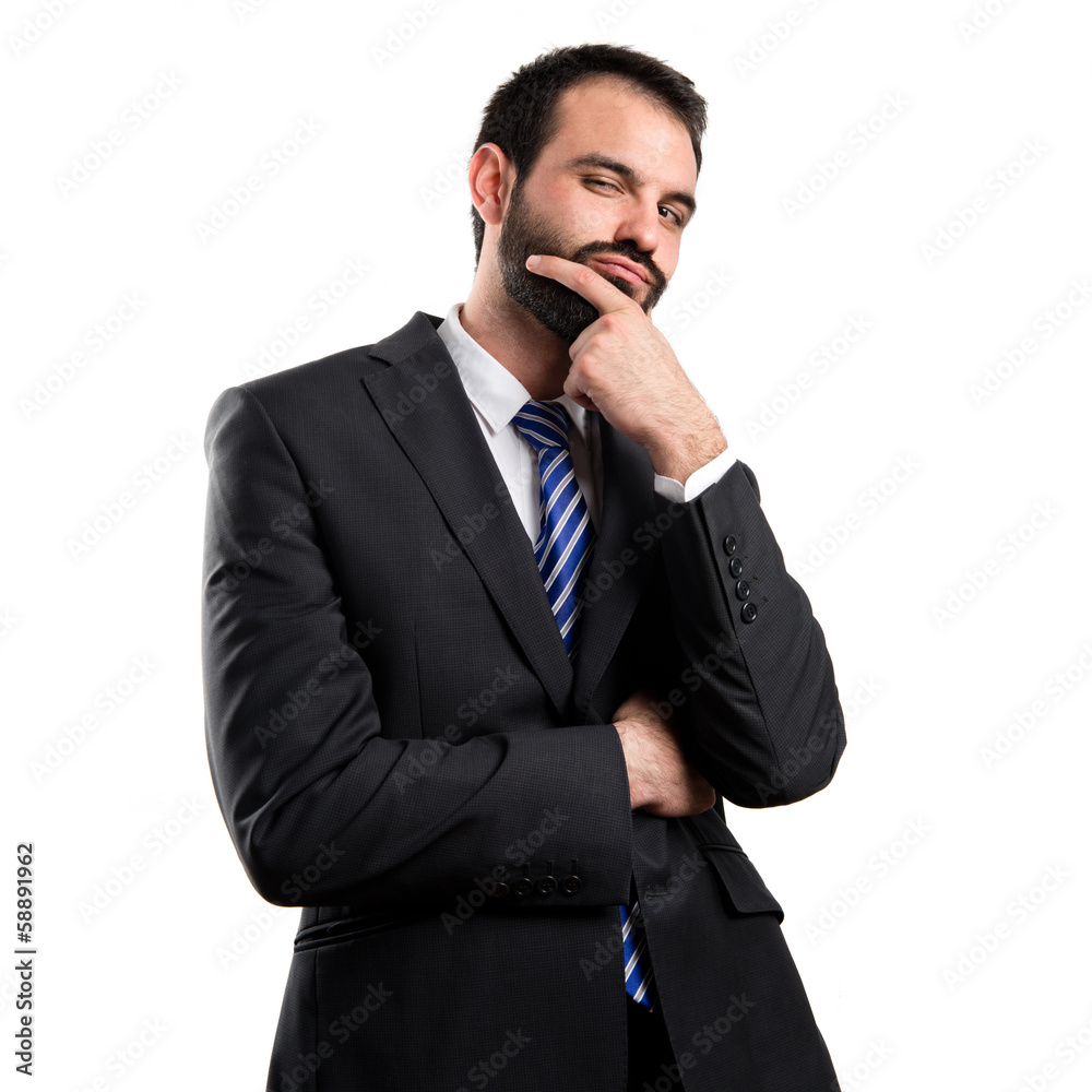 business man thinking over white background business man thinking over white background