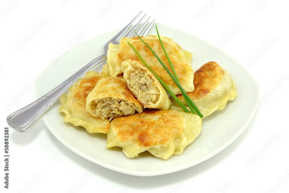 fried dumplings filled with meat and cabbage fried dumplings filled with meat and cabbage