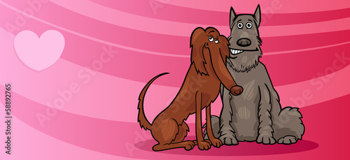 dogs couple in love valentine card
