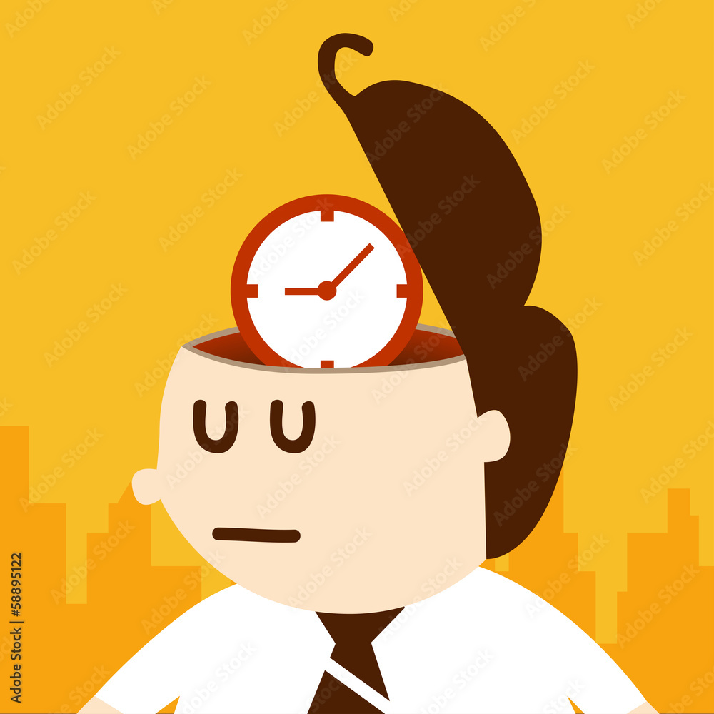 Business man thinking about time Business man thinking about time