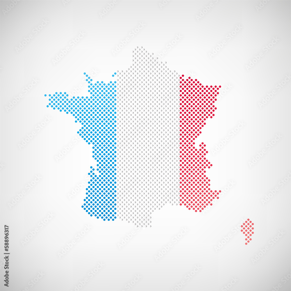 Frankreich Flagge Karte Punkte
