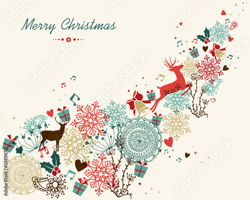 Merry Christmas and Happy New Year contemporary greeting card