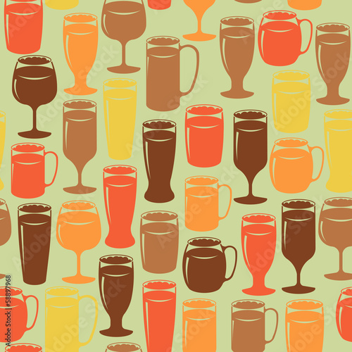 Seamless vintage background with beer glasses