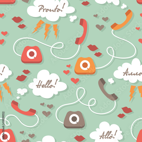 Seamless pattern with retro phones