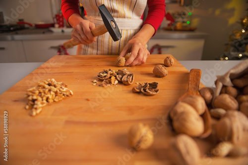 Closeup on young housewife chopping walnuts © Alliance