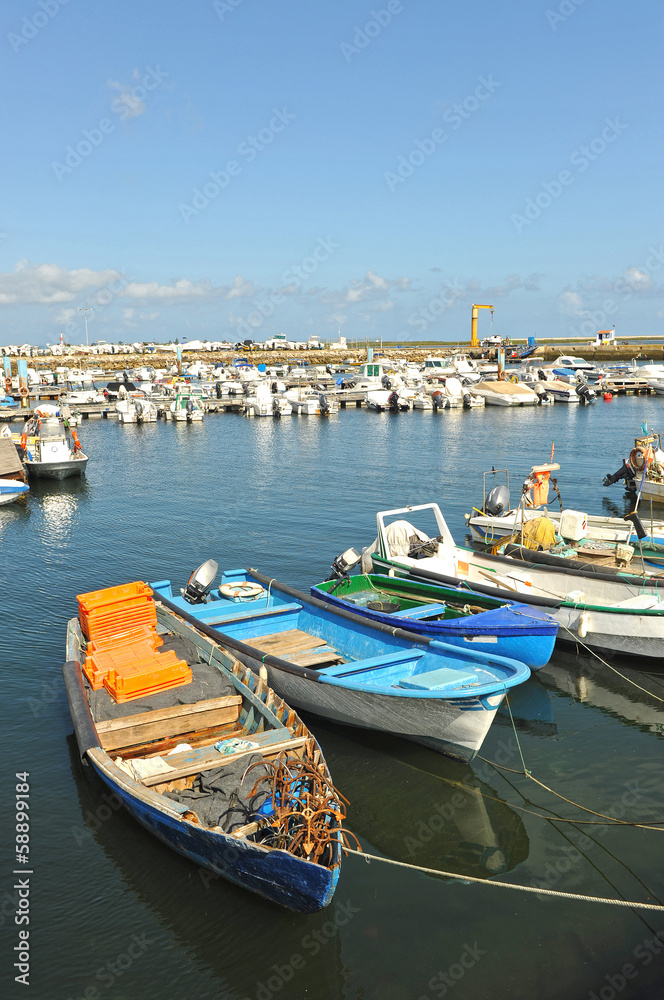 Boats in the fishing port of Olhao, Portugal