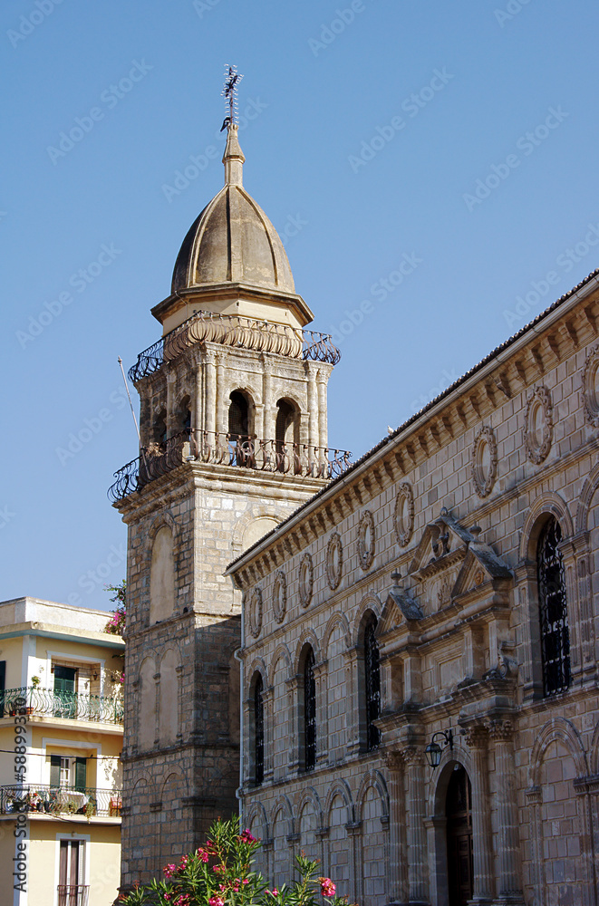 church tower in Zakynthos town, Greece.